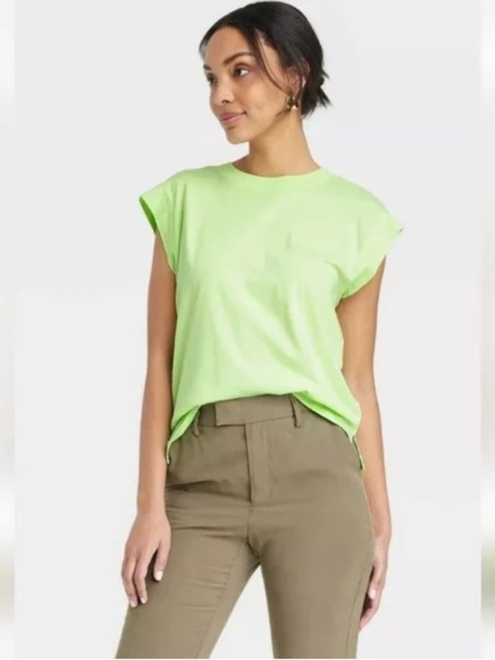 a new day Tops - a new day Lime Green Cap-Sleeve Crewneck Tank